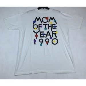 Vintage 1990 Single Stitch T-Shirt Mom Of The Year Geometric XL